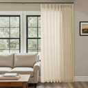 Beige Patio Sliding Door Curtains 100 Width 102 Inches Long Pinch Pleated Drape with Hooks Rings Light Filtering Semi Sheer Farmhouse Extra Wide 100x102 Curtain Panel for Living Dining Room
