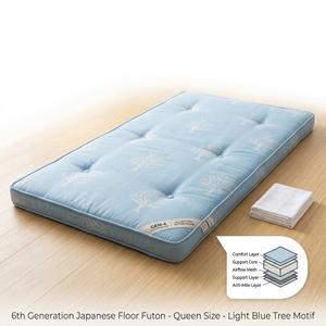 6th Generation Japanese Floor Futon Mattress - Extra-Thick 9-Layer Modern Futon with 100% High-Density Foam, Portable Floor Mattress Sleeping Pad for Adults, Guest Room, Dormitory, Full Size(54"X80")