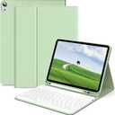 KenKe Keyboard Case for iPad 10th Generation (10.9 Inch 2022) / iPad (A16) 11th (11 inch 2025) with Left Pencil Holder, Thin&Light, Stand Folio Detachable Wireless Bluetooth Keyboard Case, Light Green