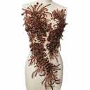 Handmade Bodice Rhinestones Applique Sewing Glass Beads Stones Crystal Trim Lace Patches for Dress Clothing Accessories 26X13inches (Brown)
