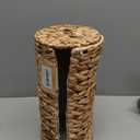 StorageWorks Water Hyacinth Free Standing Toilet Paper Holder Stand for Bathroom, 3 Rolls of Toilet Tissue Storage with a Built-in Cloth Lining, Toilet Roll Holder Stand with Lid