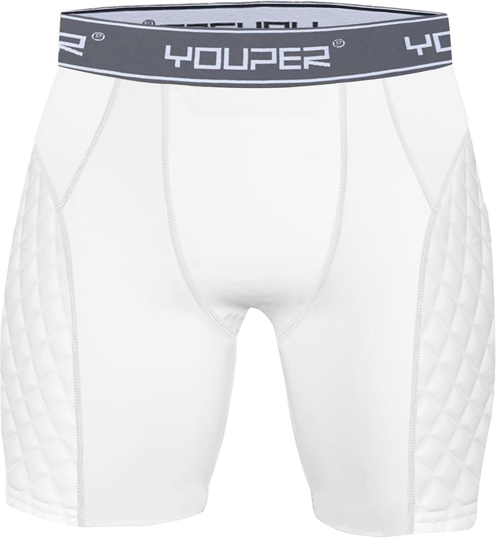 Youper Adult Elite Compression Padded Sliding Shorts w/Cup Pocket for Baseball, Football XL