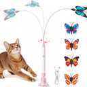 Potaroma Interactive Spinning Butterfly Cat Toy Wand Rechargebale Electric Touch Activated Cat Teaser with Suction Cup Self-Play & Handheld Mode for Indoor Kittens, Durable Automatic Play Toy