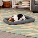 Furhaven Dog Bed for Medium/Small Dogs & Indoor Cats, 100% Washable, Sized to Fit Crates - Sherpa Fleece Bolster Crate Pad - Gray, Medium