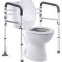 Lianjindun Toilet Safety Rails (350 lb), Adjustable Toilet Frame for Elderly, Seniors, Handicap & Disabled, Foldable Handicap Toilet Handles Fit Any Toilets (Gray)