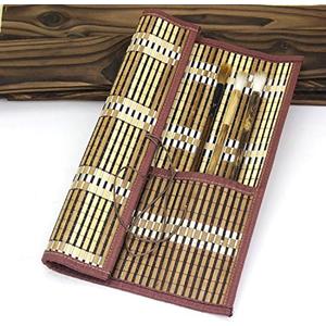 Easyou Bamboo Calligraphy Brush Holder Rollup Portable Protector 36x32cm(14.1"*12.5")