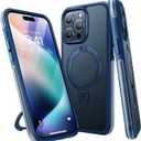 TORRAS Ostand ShieldMate for iPhone 15 Pro Case with Airshoes-Like Bumper, Military Grade Drop Protection, Compatible with MagSafe, Build-in Stand & Ring Holder Case for iPhone 15 Pro Phone Case Blue