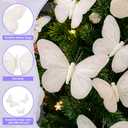 Chuangdi Feather Butterfly Decorations 36 Pcs White 3size Monarch Wall & Party Decor for Wedding, DIY Crafts Lightweight Artificial Feather Butterflies for Home Indoor Outdoor