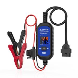 OBD2 Car Memory Saver Cable with Voltage and Current Display, Vehicle Emergency Power Supply Cable 12V with 2 Alligator Clips&3A Fuse and Auto Leakage Detection
