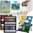 koseibal Acrylic Paint Set for Kids, Art Painting Supplies Kit with 18 Paints, 5 Canvas Panels, 8 Brushes, Table Easel, Etc, Premium Paint Set for Students, Artists and Beginner