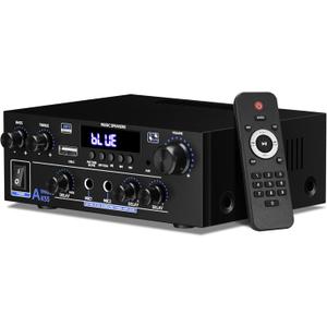 Amplifier Home Audio Stereo 1000W, Bluetooth 5.3 Amplifier for Two 50W x2 Speakers of About 8 Inches, SD Card/USB/MIC, 2.0 Channel HiFi for TV, Home or Your Car (AK55)
