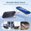 Mitywah for iPhone 16 Pro Case with Stand, 2X [Tempered Glass Screen Protector] Military-Grade Drop Protection N52 Magnetic Phone Case, Matte Translucent Slim Case Skin-Friendly Touch, Black