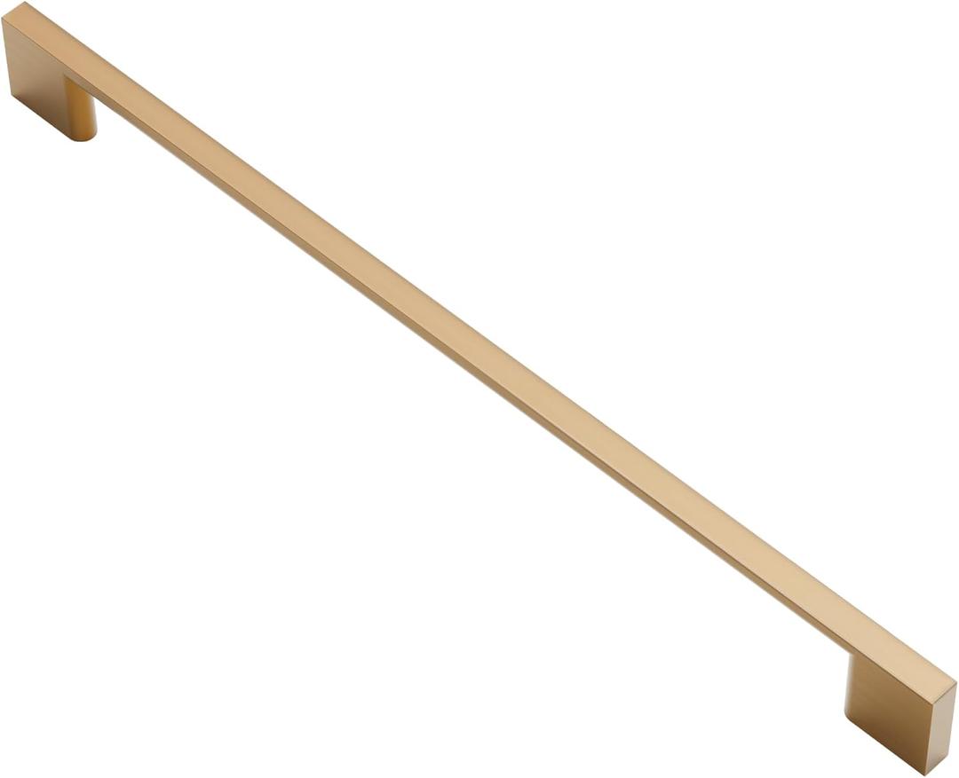 Alzassbg 10 Pack Champagne Bronze Cabinet Pulls, 10 Inch(256mm) Hole Centers Rectangle Cabinet Handles Kitchen Pulls for Drawers and Cabinets AL3051TGP