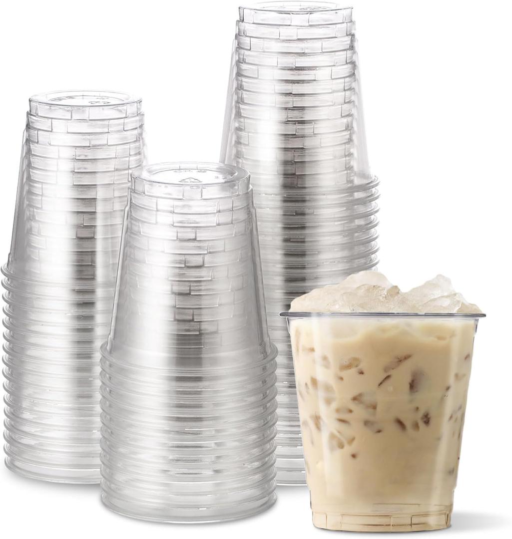 [200 COUNT]HAKOWARE 8 oz Ultra Clear Disposable Plastic Cold Cups, Disposable Cup 8 oz for Wedding & Party, Plastic Cocktail Cups, Disposable Clear Cup for Iced Coffee & Cold Beverage