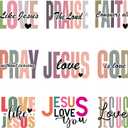 9Pcs Christian Quotes Jesus Iron On Transfer Patches DIY Iron On Decals Heat Transfer Vinyl Stickers for Clothes T Shirts Bag Pillow Covers Appliques