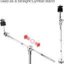 Boom Cymbal Stand, Adjustable Cymbal Stand for Drum Hardware Percussion Mount Holder Gear Set Drum Hardware Set for Mounting Crash, Ride, Splash Cymbals, Double Braced Legs with Rubber Feet