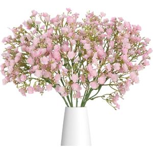 Pink Babys Breath Artificial Flowers, 5 Stems Real Touch Gypsophila Faux Flowers, 18.9" Fake Baby Breath Realistic Floral for Wedding Bouquet, Centerpieces, Home Party Decor (Light Pink)