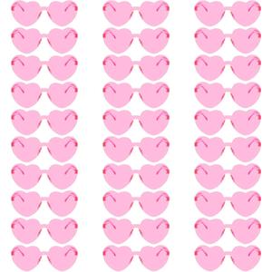30 Pcs Heart Shape Sunglasses Frameless Transparent Glasses Get-Together Favors for Women