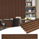 8-Pack 3D Slat Wall Panels  Soundproof Faux Wood Wall Panels for Interior Dcor, 48.2" x 6.3", Modern Wall Cladding for Living Room, Bedroom, Office  Walnut Finish