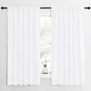 NICETOWN White Curtains, 50% Light Blocking Curtain Panels for Bedroom, Home Decoration Easy-Care Solid Rod Pocket Draperies/Drapes, Window Covering for Kitchen (2 Panels, 62 by 63, White)