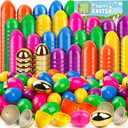 Adisher 100Pcs Easter Eggs, Plastic 2.4" Colorful Easet Eggs with 6Pcs Golden Eggs Bulk Empty Fillable for Easter Hunt Party Favor Basket Stuffers, Filling Treats, Classroom Prize Supplies for Kids