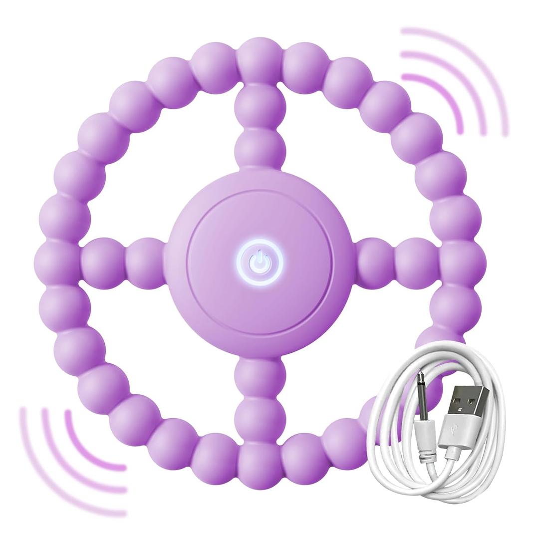Vibrating Sensory Chew Toy  Baby Teether for 6-12 8-18 Months, Autism Sensory Toys for Kids, Toddler Travel Essential & 1-2 Year Old Christmas Boys Girls Gift Idea (Purple)