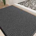 Front Door Mat 35"x23", Heavy Duty Low Profile Door Mat Indoor Entrance, Absorbent & Dirt Resistant, Easy Clean Non-Slip Welcome Mat, Commercial Door Rugs for Entryway Indoor Outdoor, Grey