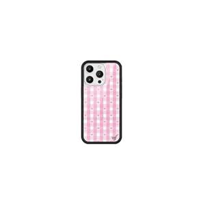 Wildflower Cases - Compatible with iPhone 16 Pro| Protective Black Bumper, 6.5ft Drop Test Certified, Women Owned Small Business | Plaid Checkered Unique Cute Trendy | Pink Gingham Hearts