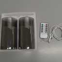 Rechargeable Flameless Candles, Flickering LED Candles, Real Wax Candles with Remote and Timers, Glass Pillar Candles 3D Wick for Wedding Festival Home Decoration, 6" Candle Set of 2, (Gray)