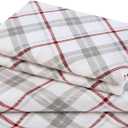 Comfort Spaces Cotton Flannel Sheets Full Size, Ultra Soft Flannel Sheet Set with 12" Elastic Pocket , Plaid Print Warm Flannel Bedding, Grey/Red Plaid 4 Piece
