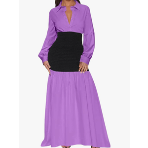 Ekaliy Women's Puff Long Sleeve Shirt Dress Elegant Button Down Loose Swing Party Maxi Dress XXL