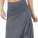 Azules Hi-Low Maxi Skirt for Women  Flowy Long Skirt with Slit, Foldover Waist, Rayon Stretch Skirt, Wrap Skirt for Women (L)