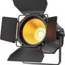 200W Stage Lights Spotlights with Barn Doors, Dual-Color Warm and Cool White COB Par Can Lights with DMX Control, DMX512 Sound Activated LED Uplights for Events Weddings Theaters Indoor Outdoor