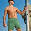 NORTHYARD Mens Swim Trunks 5" Beach Swim Shorts Quick Dry Bathing Suit with Mesh Liner Packable (Green, L)