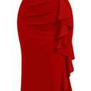 Memoriesea Women's Elegant High Split Ruched Bodycon Mermaid Evening Cocktail Maxi Dress, Large