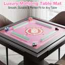 Mahjong Mat Table Cover 32x32 Inch Large American Mahjong Game with Game Rules, Travel Poker Playing Mats Portable Cloth Bag for 2025 Mahjongg Jongg Fans, Poker, Board Games and Dominoes(Pink)