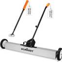 HORUSDY 36-Inch Rolling Magnetic Sweeper with Wheels | 40-Inch Telescoping Magnetic Pickup Tool | Adjustable Handle | 55-Pound Capacity Heavy-Duty Magnet to Pick Up Nails