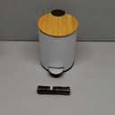 Mini Trash Can with Bamboo Lid Soft Close and Foot Pedal, 0.8Gal/3L Tiny Round Trash Can with Removable Plastic Inner Wastebasket for Bathroom, Bedroom, Powder Room, Office, Desk, Car, White