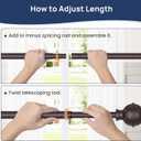 ENJOYBASICS No Drill Curtain Rods for Window 28 to 47 Inches, 5/8 Inch Diameter Renter Friendly Drapery Rod with Adhesive Brackets without Drilling, Adjustable from 27 to 52 Inches, Bronze