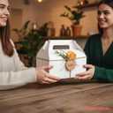 3 x UnicoPak 5 Pack 10x7x7.5 Extra Large Gable Boxes, White Gift Boxes with Handle Lunch Boxes To Go for Birthday Wedding Party Favors Picnic Welcome