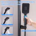 Matte Black Hand Shower with Slide Bar, 3-Function High Pressure Handheld Shower Head with Slide Bar, Stainless Steel Adjustable Height 25" Long Slide Bar Combo Shower Faucet, Wall Mount