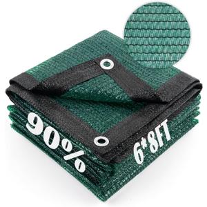 Cool Area 90% Sun Shade Cloth Mesh Tarp with Grommets for Plant Cover 6x8ft Patio Canopy Garden Pergola Greenhouse Car Barn Kennel Dark Green