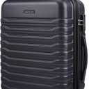 LIGHT FLIGHT Expandable Carry On Luggage 22x14x9 Airline Approved with Double Spinner Wheels, 20 Inch Lightweight Hard Shell Rolling Suitcases with TSA Lock, Black