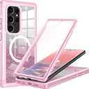 Hekodonk for Samsung Galaxy S24 Ultra Case Glitter,Compatible with MagSafe[Built-in Tempered Glass Screen Protector & Camera Lens Protection] Full Body Shockproof Protective Bling Phone Case,Pink