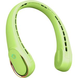 FrSara Bladeless Portable Neck Fan, 5200mAh, 3-Speed, 360° Surround Wind, Ultra-Quiet, USB Rechargeable, Wearable Portable Fan, Avocado Green