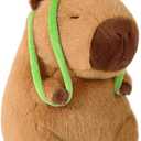 Ditucu Cute Capybara Plush with Turtle Backpack Soft Capibara Stuffed Animal Plushies Toys Hugging Gifts for Kids Brown 13 inch