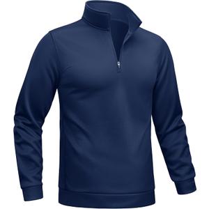 TACVASEN Men's Quarter Zip Pullover Sweatshirts Lightweight Fleece Lined Thermal Sweatshirts 1/4 Zip Golf Sweaters (Blue, M)