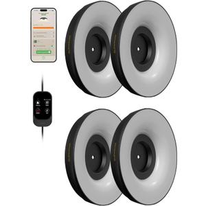 GLOWRIUM Grow Lights for Indoor Plants, 32W Smart Full Spectrum LED Grow Light, Auto Timer and Stepless Dimming,Plant Assistant with Watering Reminder,Modular Design (Black, 4PCS)