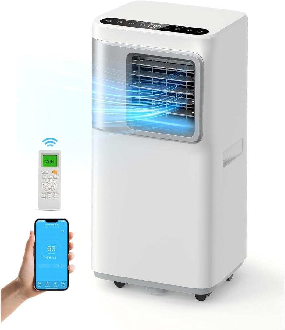 Portable-Air-Conditioners-16,000-Btu - AC Unit 5 in 1 Wifi Smart Air Conditioner with APP, Fan & Dehumidifier, Remote, 24H, Window Kits Included Cooling for Large Room Indoor