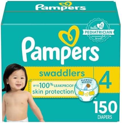 Pampers Baby Diapers - Swaddlers - Size 4, 150 Count, Ultra Absorbent Disposable Infant Diaper